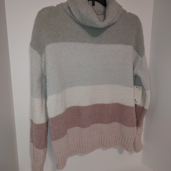 New Pink Republic Turtle Neck Light Green and Mauve Sweater sz Small - Picture 2 of 6